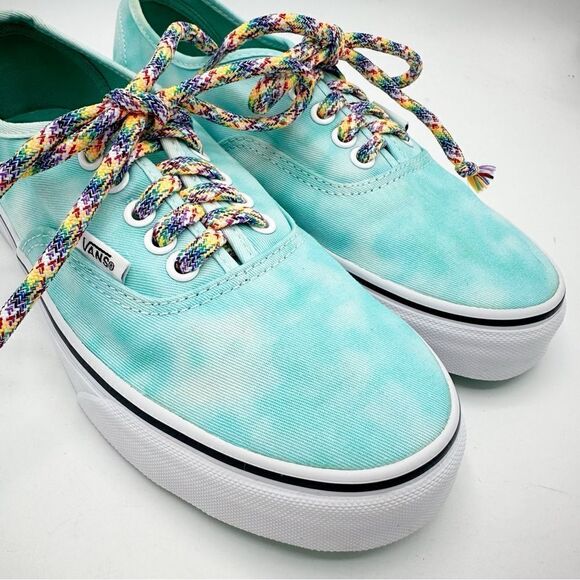 Vans Off the Wall Turquoise Tie Dye‎ Low-Top w/Colorful Laces Women 8 Men 6.5 - Picture 7 of 14